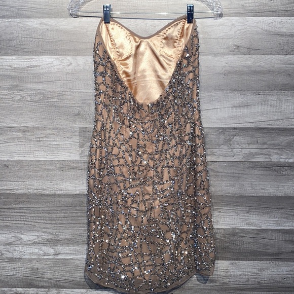 SCALA silk strapless sequin beaded cocktail dress - Picture 4 of 6